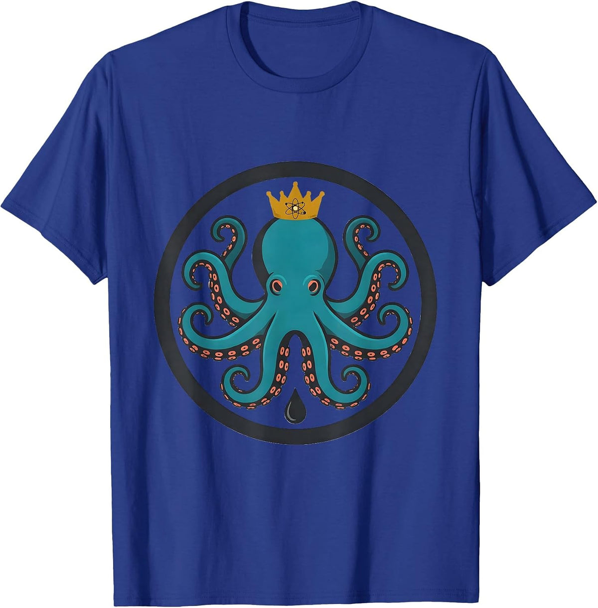 Men's Atomic Octopus Midcentury Modern Badge Sea Monster Lover T-Shirt - Royal Blue