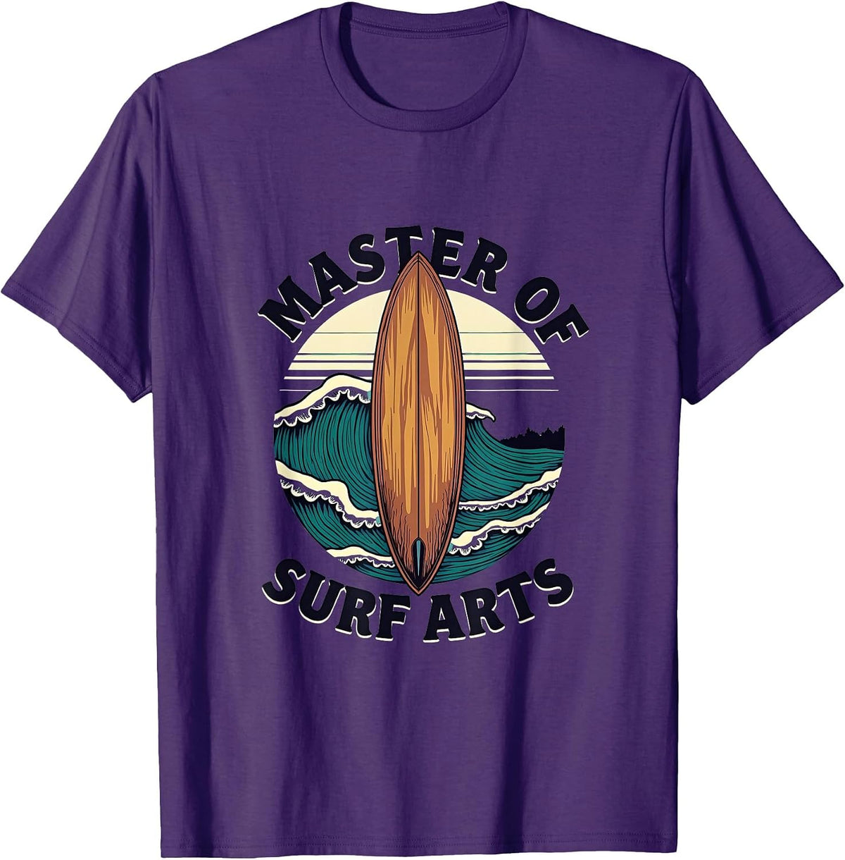 Master of Surf Arts Wave Rider Design T-Shirt - Purple