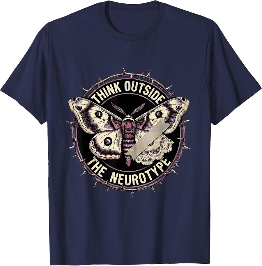 Think Outside the Neurotype Neurodiversity Design T-Shirt - Navy Blue
