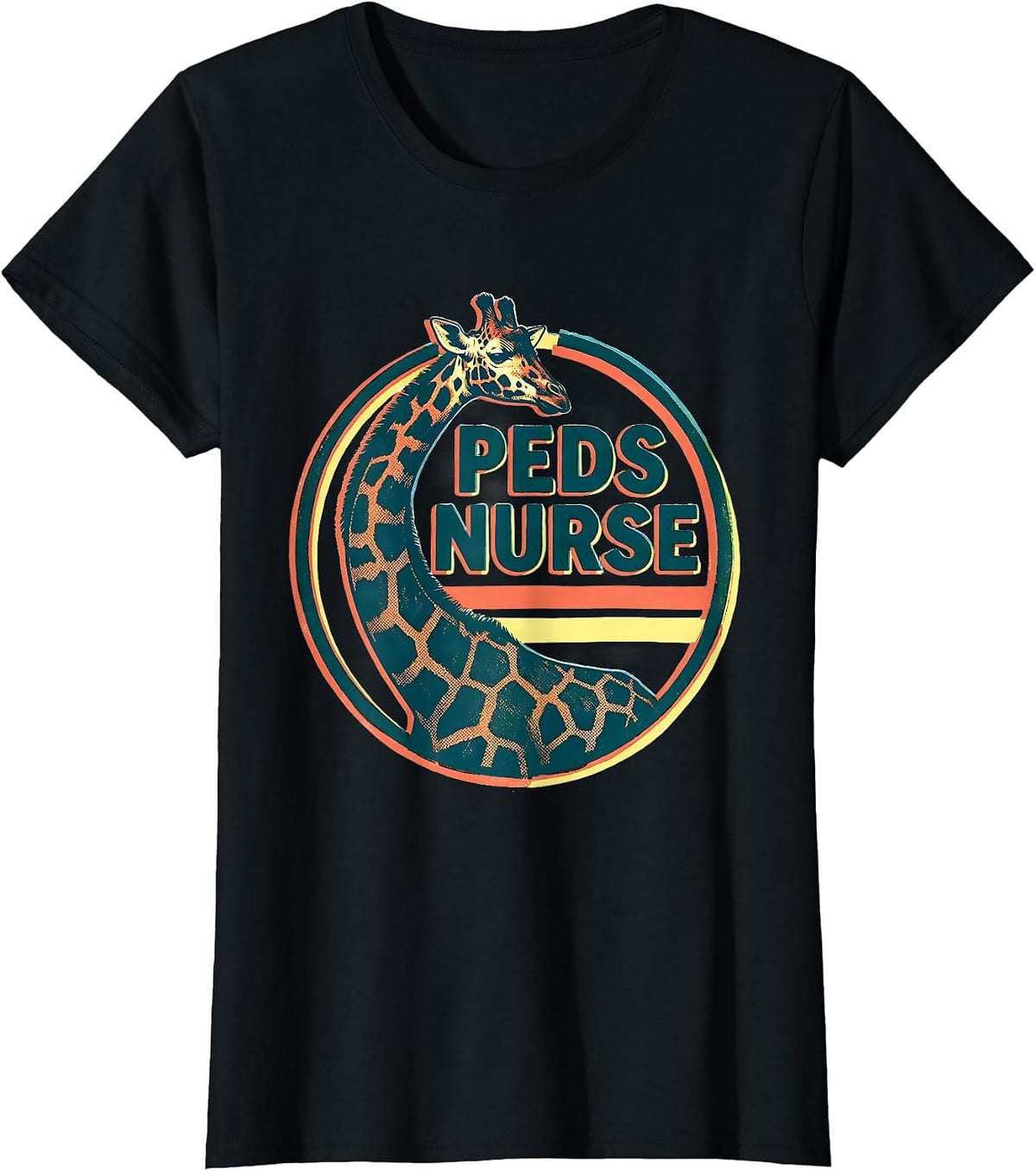 PEDS Nurse Cute Baby Giraffe Pediatric Nurse Practitioner T-Shirt - Black