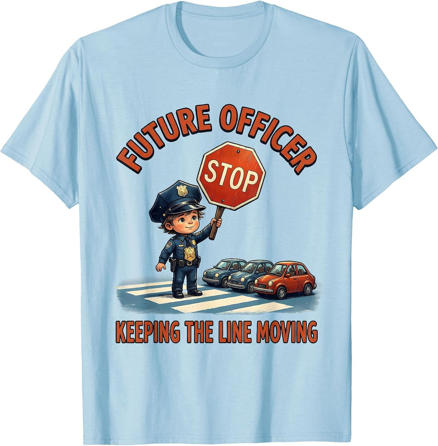 Men's Future Officer, Keeping The Line Moving Kids Police Officer T-Shirt - Baby Blue