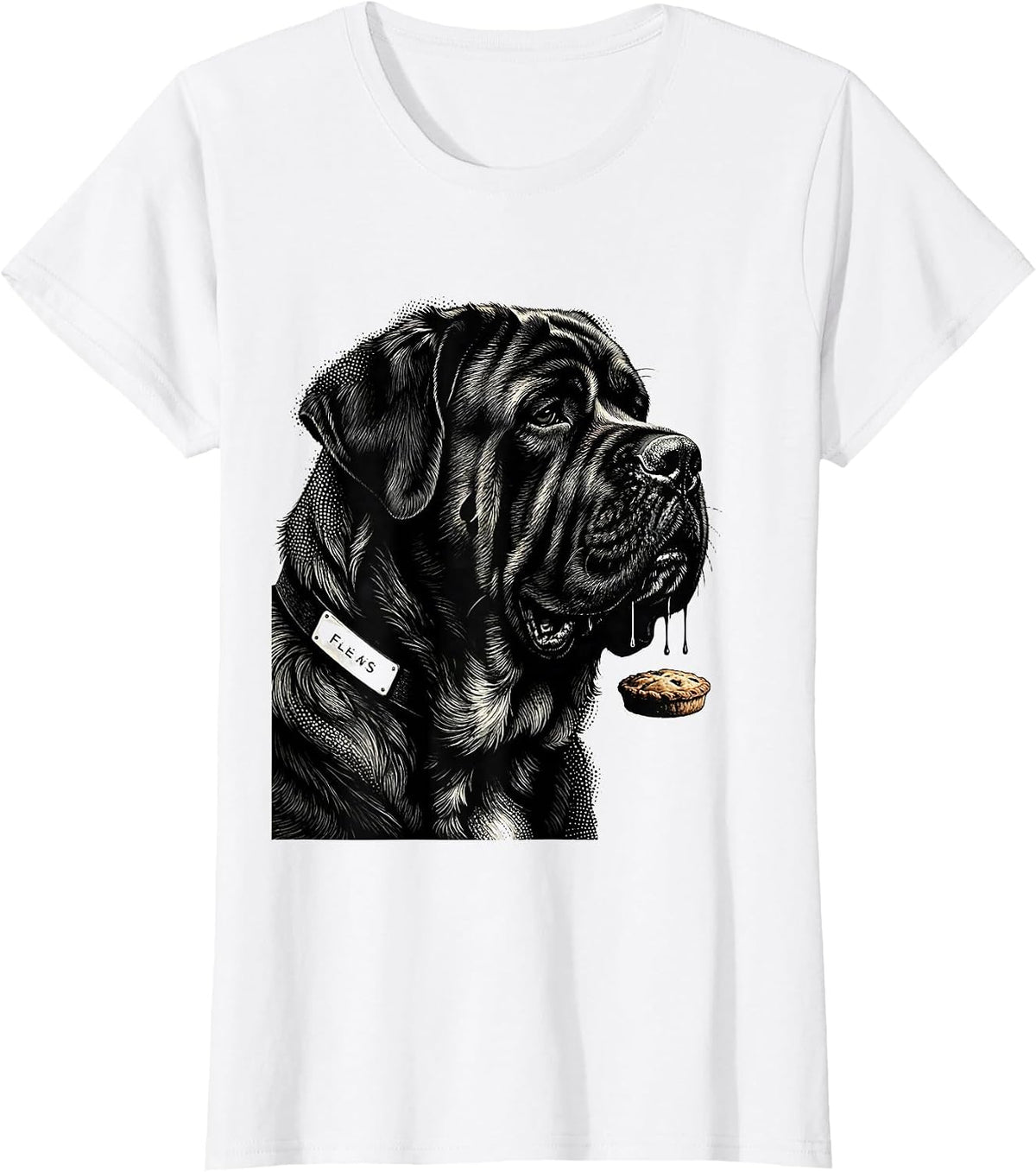 Women's FLEWS Funny Spanish Mastiff Jowls Dog Mom Dog Dad Humor T-Shirt - White