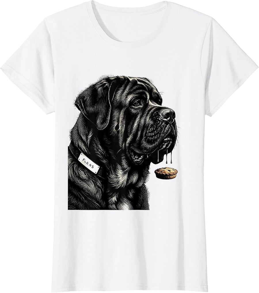 Women's FLEWS Funny Spanish Mastiff Jowls Dog Mom Dog Dad Humor T-Shirt - White