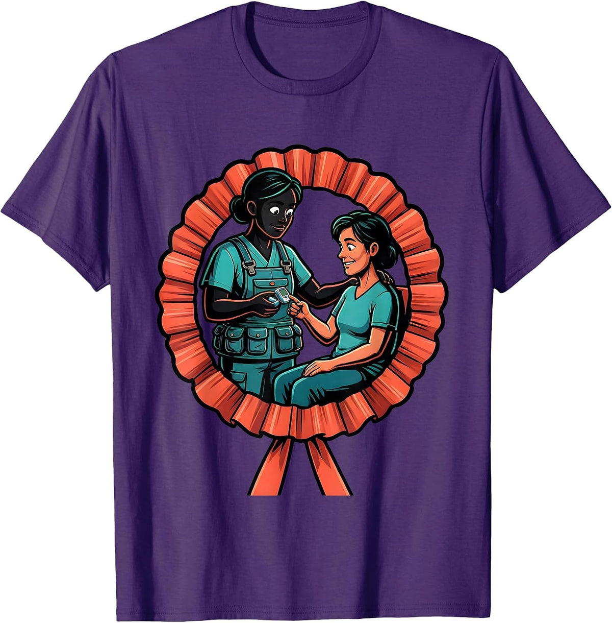 Men's Patient Care Technician Appreciation Cartoon Gift T-Shirt - Purple