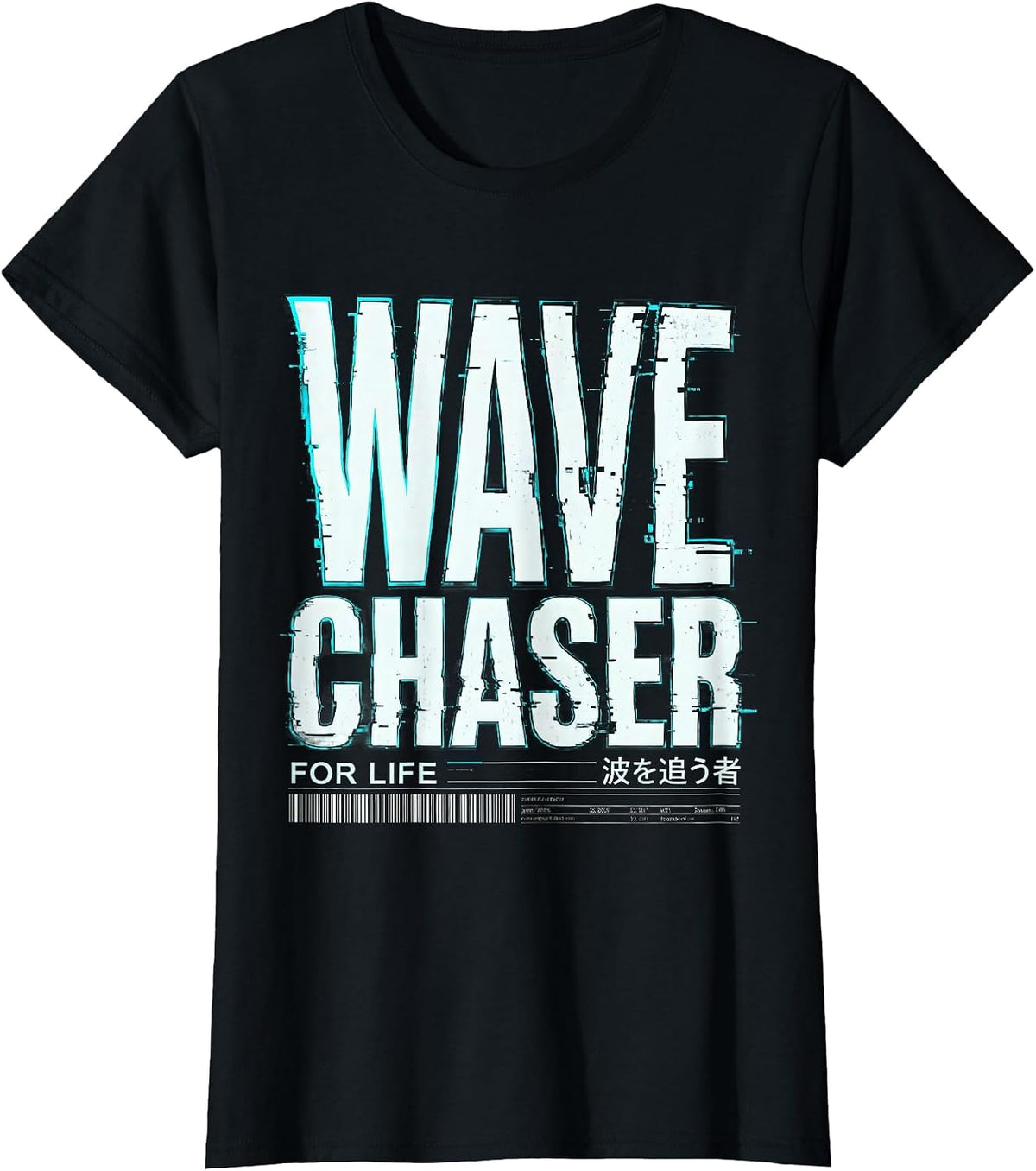 Wave Chaser For Life Mens Beach Design T-Shirt - Black