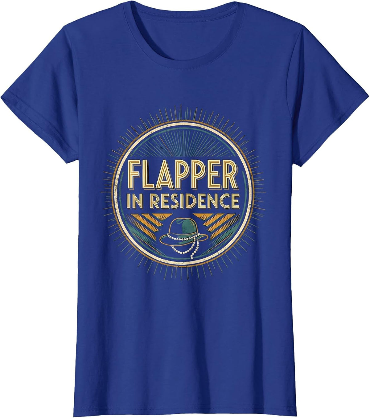 Women's Flapper In Residence Vintage Roaring 1920s Party Costume T-Shirt - Royal Blue