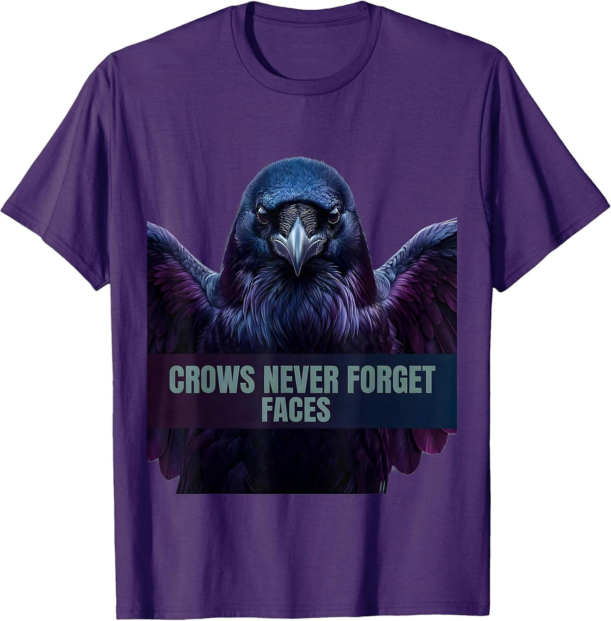 Crows Never Forget Faces Wildlife Design T-Shirt - Purple