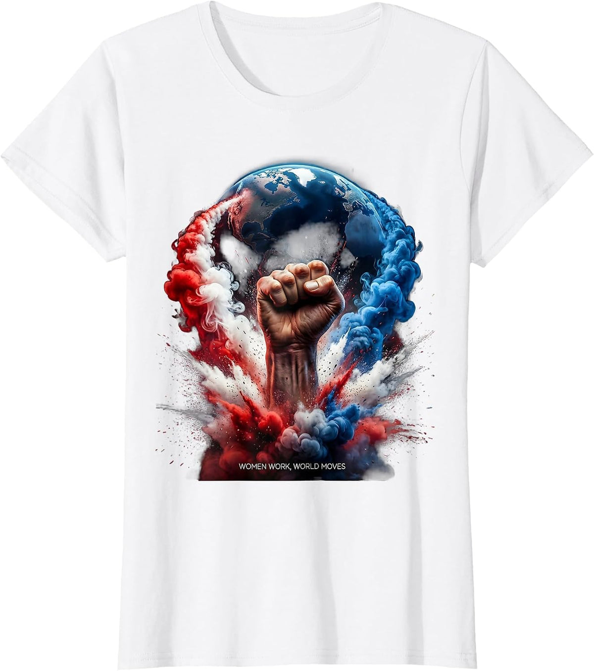 Women Work World Moves Labor Day Design T-Shirt - White