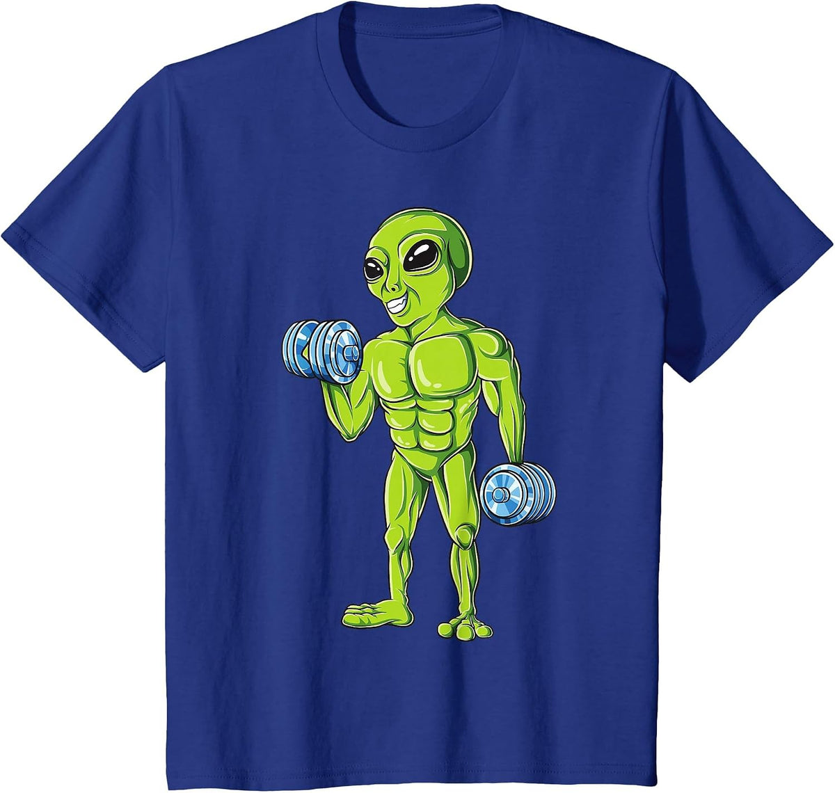 Bodybuilding Funny Workout Gym Weightlifting Fitness Alien T-Shirt - Royal Blue