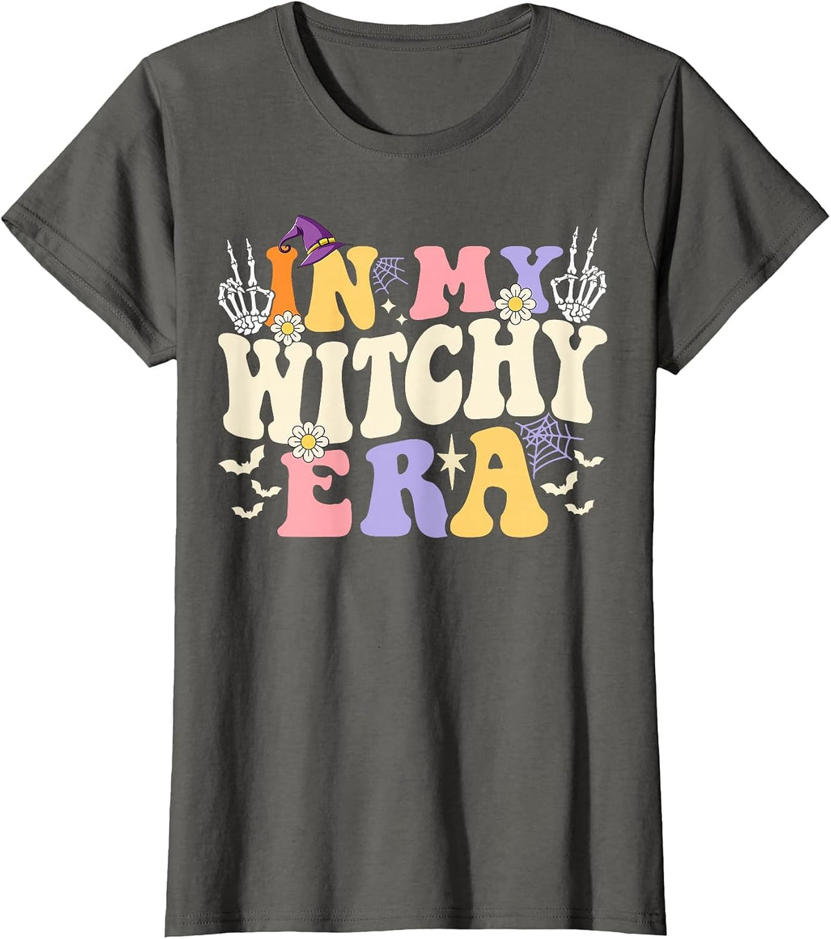 Retro Halloween Witch Costume Groovy in My Witchy Era T-Shirt - Asphalt Grey