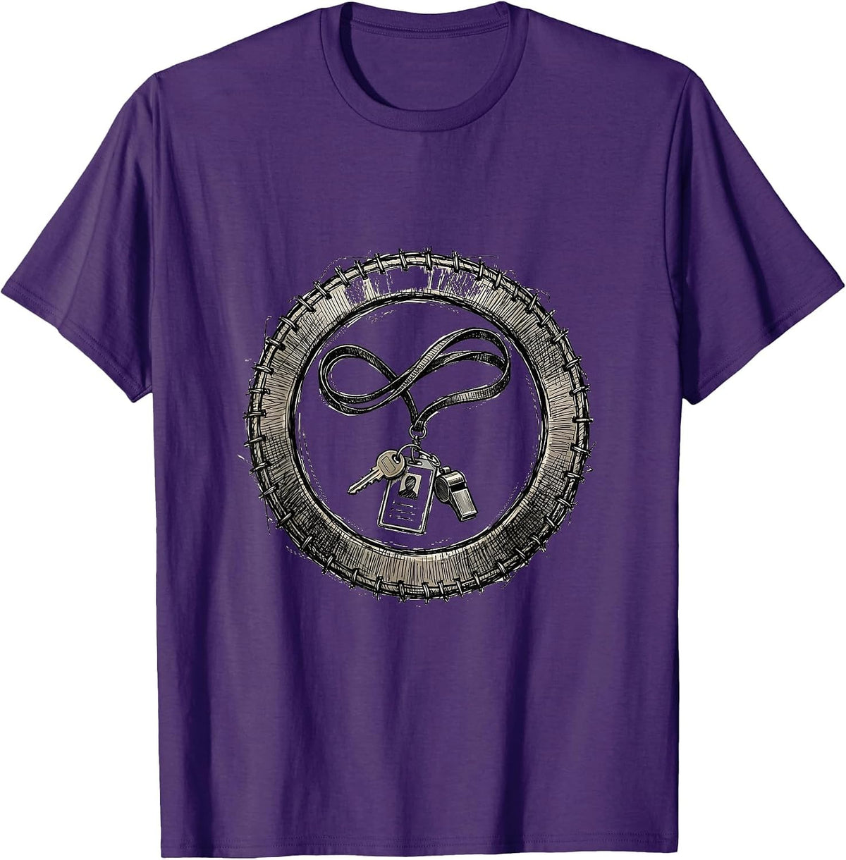 Paraprofessional Lanyard Badge Keys Whistle Graphic T-Shirt - Purple