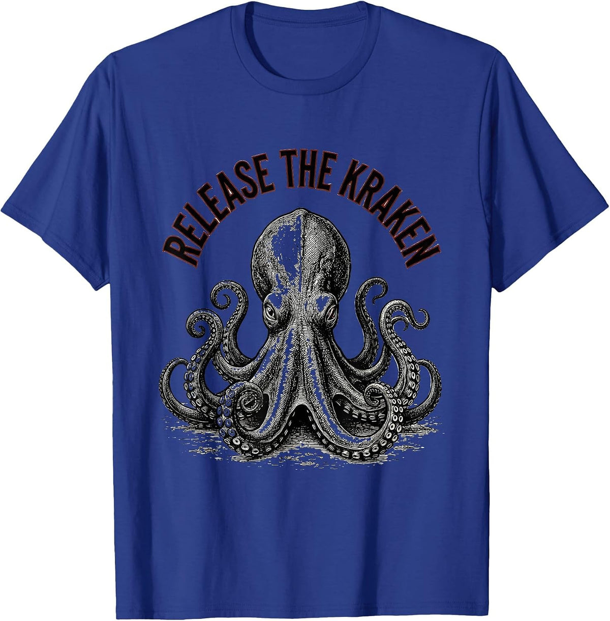 Release The Kraken Vintage Kraken Octopus Marine Biology T-Shirt - Royal Blue