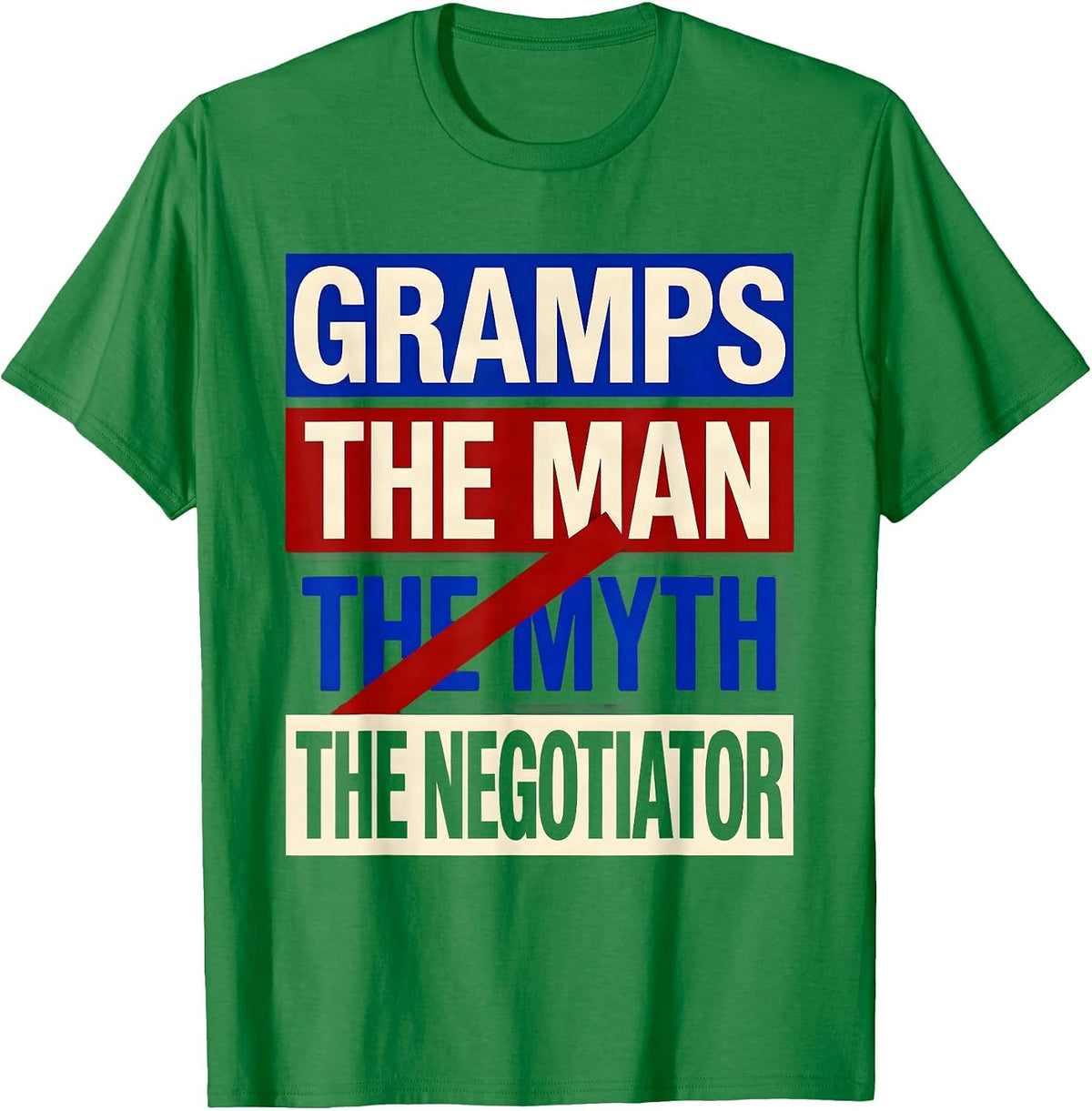 Men's Gramps The Man The Myth The Negotiator Funny Grandpa Gift T-Shirt - Kelly Green