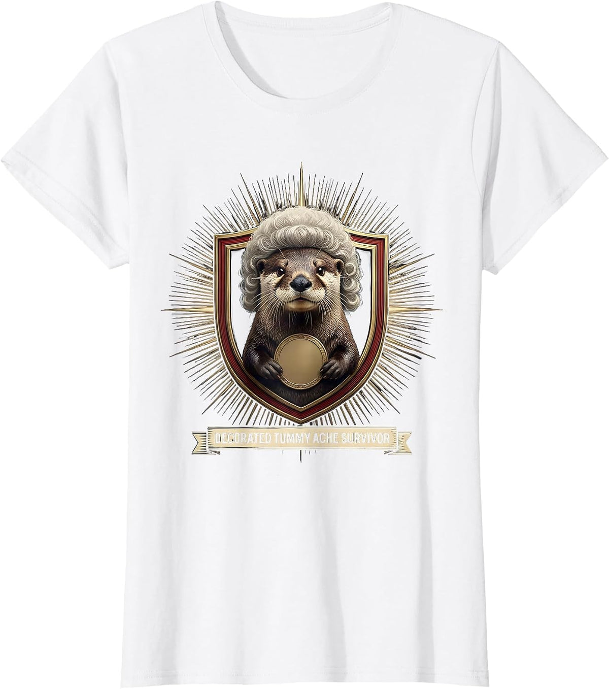 Decorated Tummy Ache Survivor Funny Animal Meme Humor T-Shirt - White