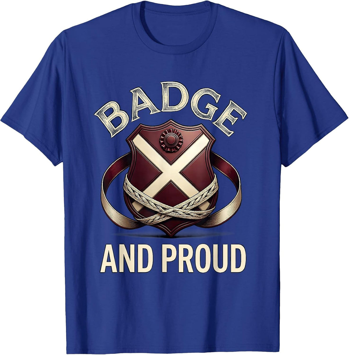 Badge and Proud Police Officer Design T-Shirt - Royal Blue