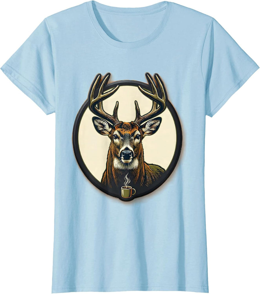 Women's Sealed Whitetail Buck Badge Dad Hunting Humor Gift T-Shirt - Baby Blue