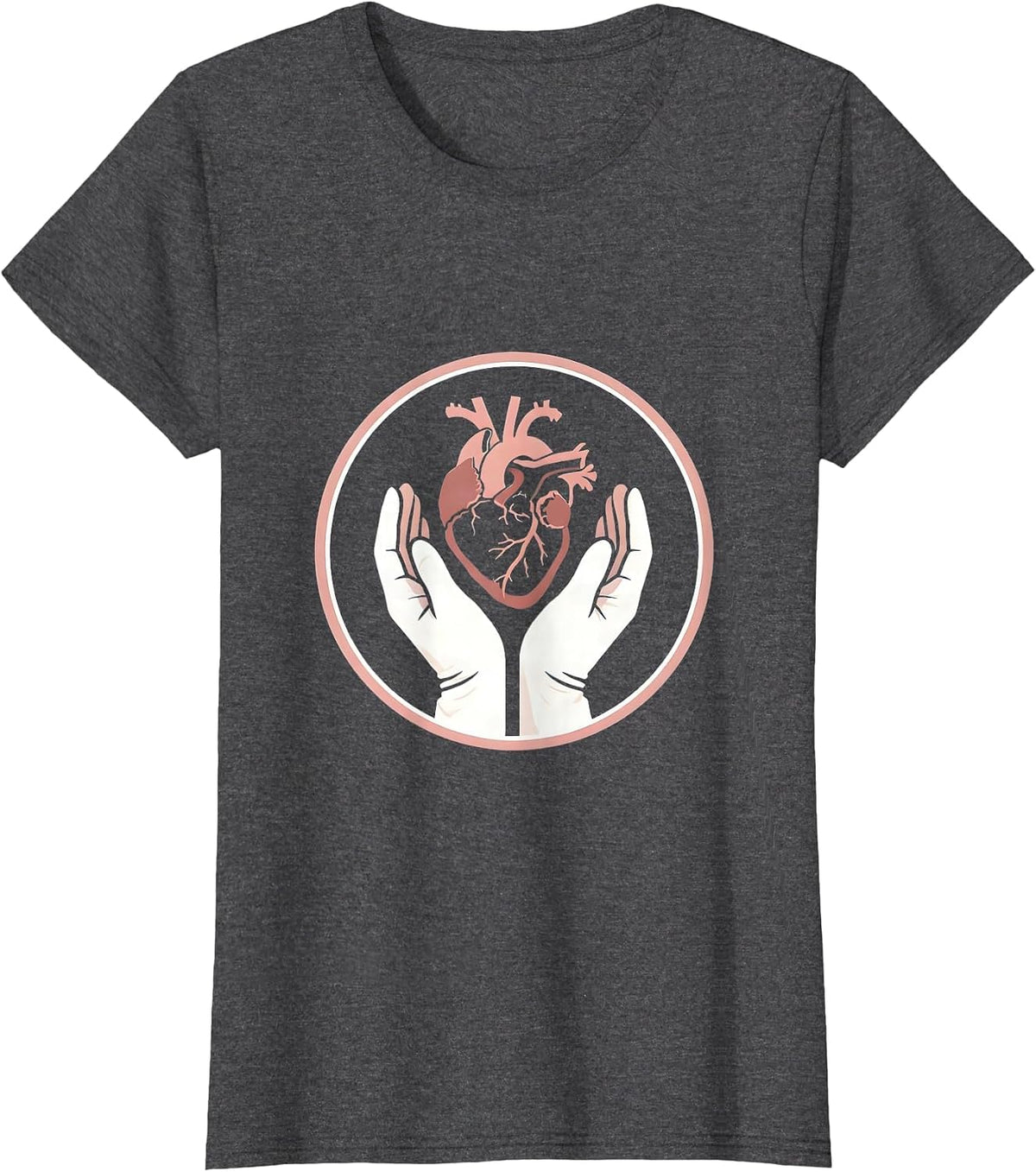 Women's Medical Assistant Caring Heart Graphic Design T-Shirt - Dark Heather Grey