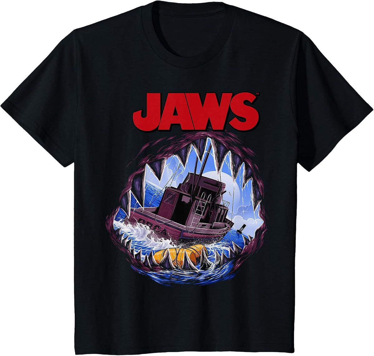 Jaws Mouth View of Orca Poster Style T-Shirt - Black
