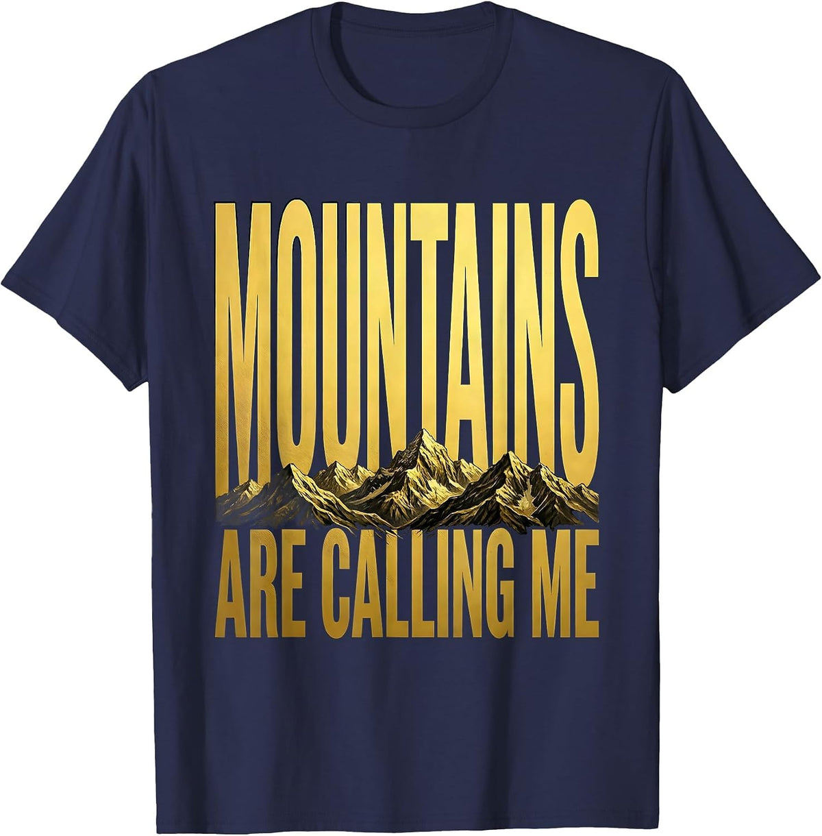 Mountains Are Calling Me Mountain Bike Design T-Shirt - Navy Blue