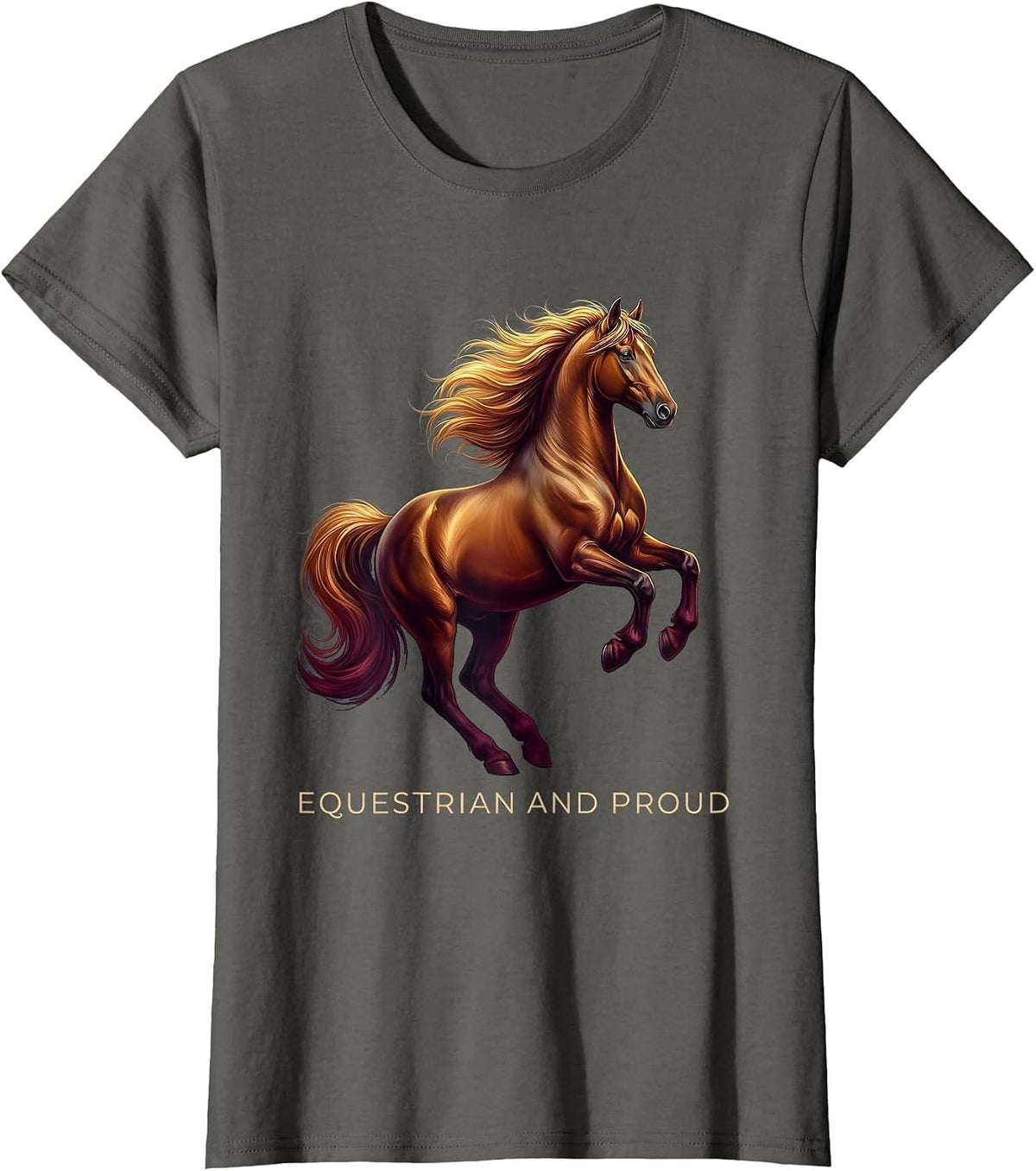 Women's Equestrian and Proud Horse Lover Design T-Shirt - Asphalt Grey