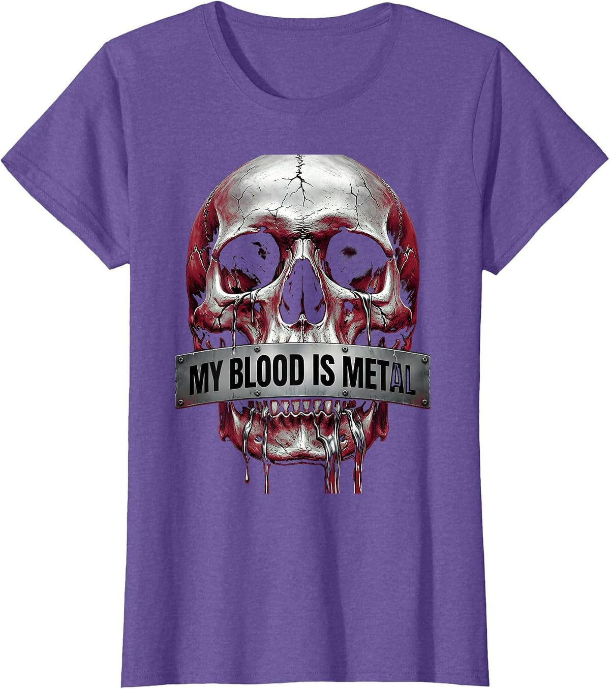 My Blood Is Metal Heavy Metal Music Design T-Shirt - Purple Heather