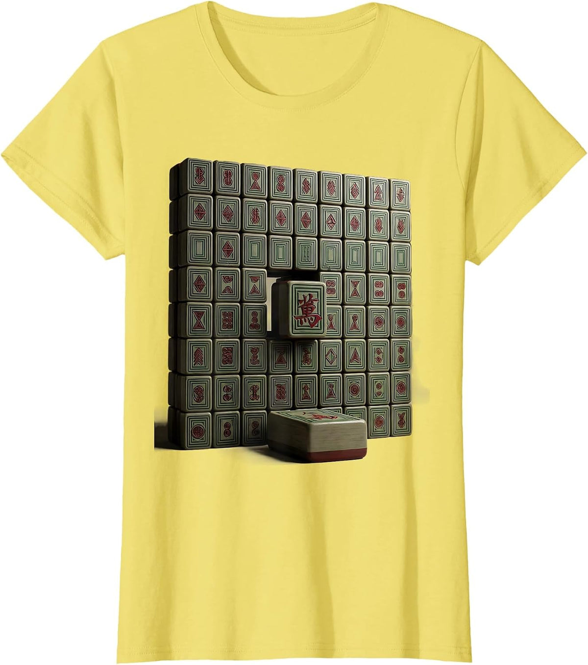 Women's Mahjong Rack Monumental Tile Bridge Player Humor T-Shirt - Lemon Yellow