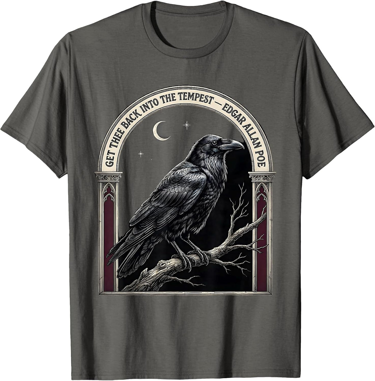 Men's Get Thee Back Into The Tempest — Edgar Allan Poe Gothic T-Shirt - Asphalt Grey