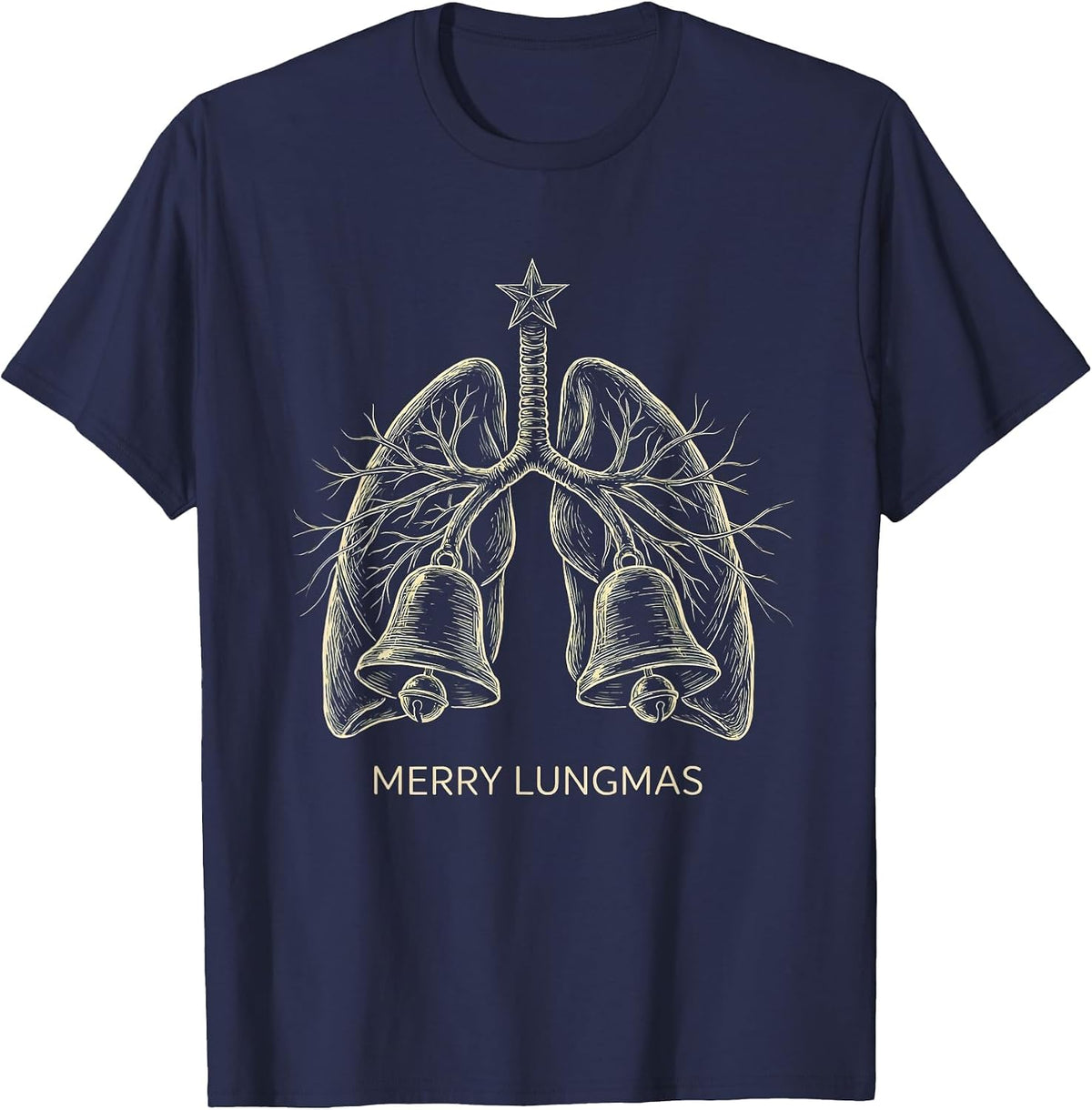 Merry Lungmas Respiratory Therapist Holiday Humor T-Shirt - Navy Blue