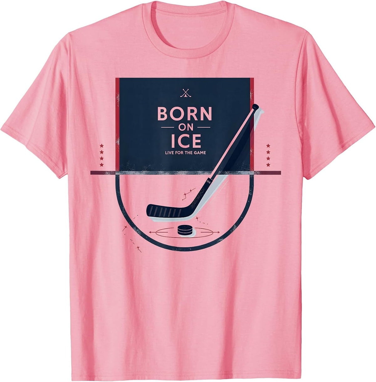 Hockey Sweatshirt Born on Ice Live for the Game T-Shirt - Pink