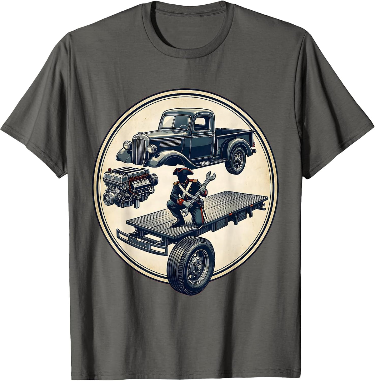Valley Forge Automotive Revolutionary War Mechanic T-Shirt - Asphalt Grey