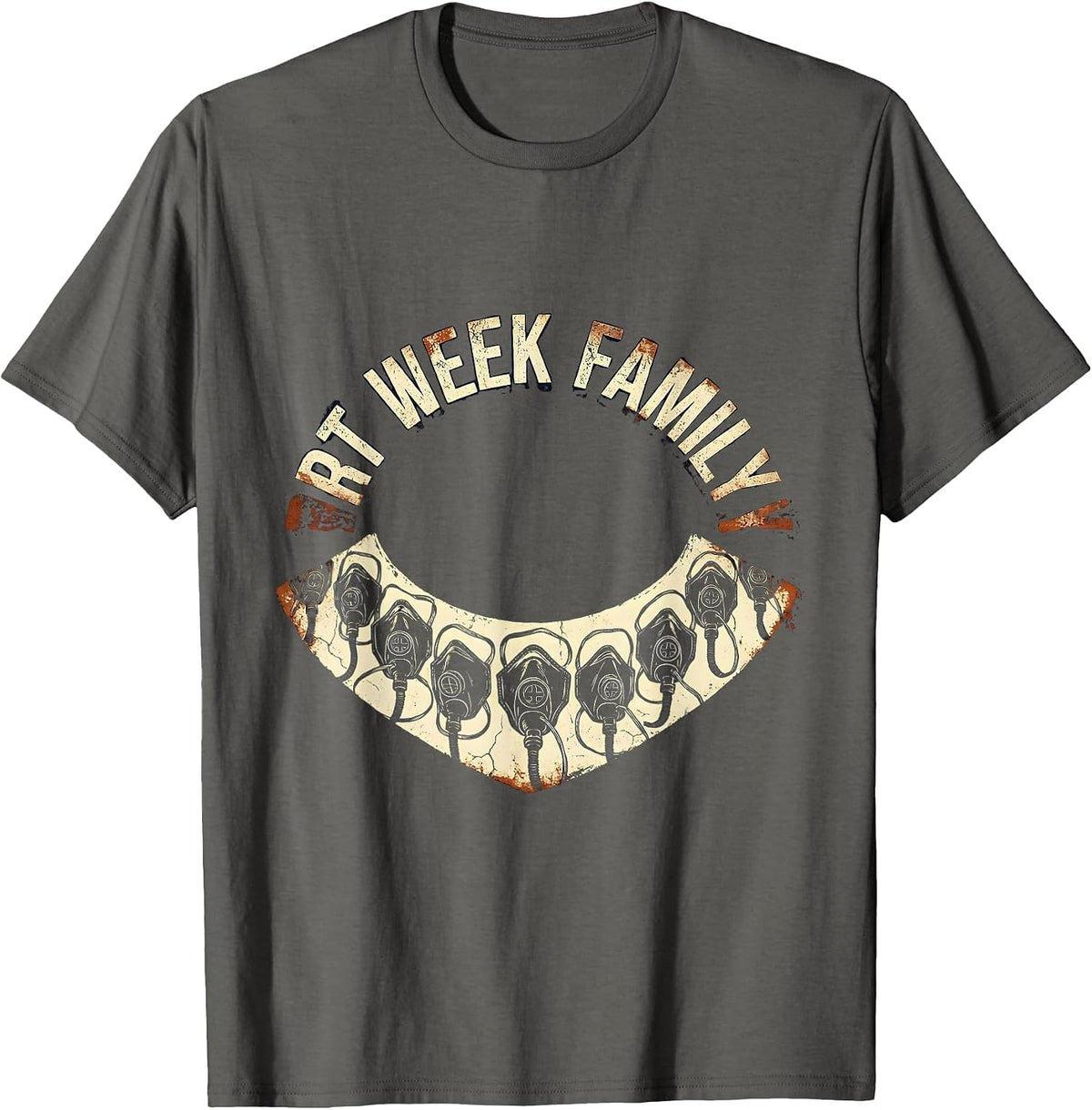 RT Week Family Distressed Respiratory Therapist RT Care Week T-Shirt - Asphalt Grey