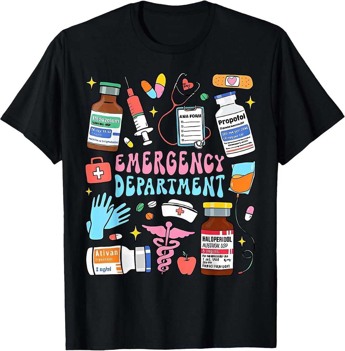 Retro Emergency Department Emergency Room ER ED Nurse Tech T-Shirt - Black