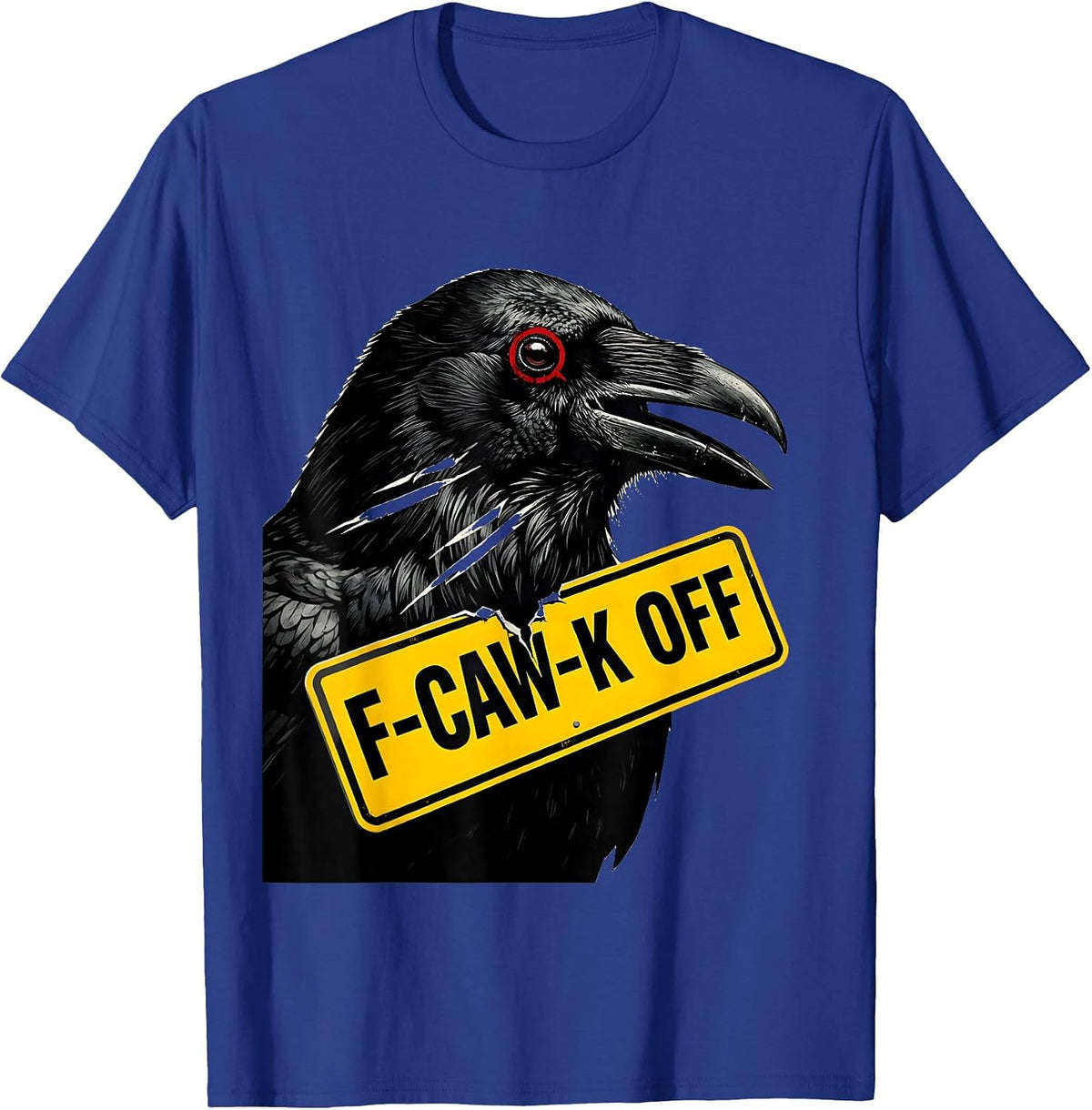 Men's F-Caw-K Off Pop Art Crow Dark Humor Gothic Halloween T-Shirt - Royal Blue