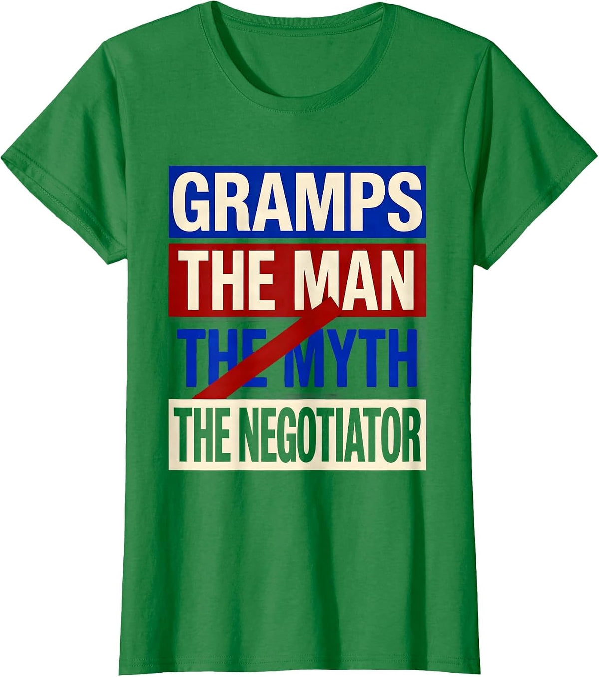 Women's Gramps The Man The Myth The Negotiator Funny Grandpa Gift T-Shirt - Kelly Green