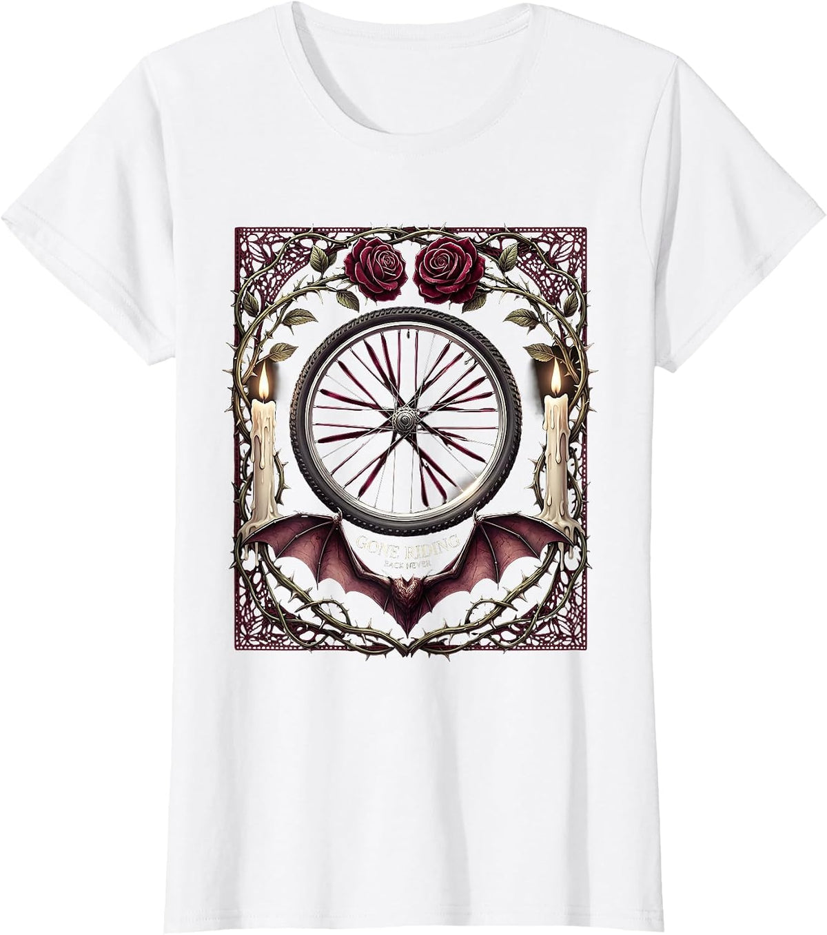 Gone Riding Back Never Mountain Bike Design T-Shirt - White
