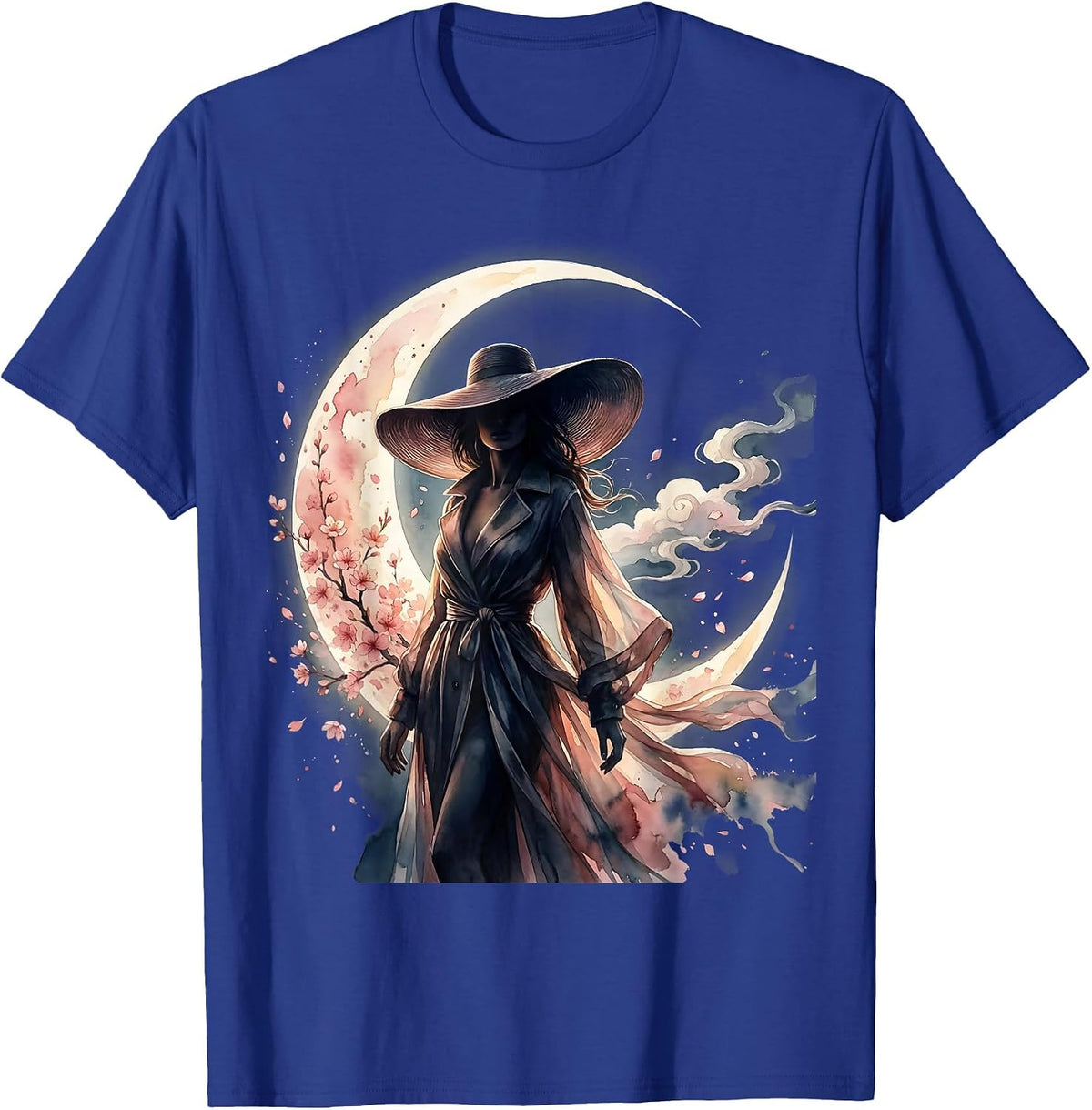 Gigi Fashionable Silhouette Crescent Moon Design T-Shirt - Royal Blue