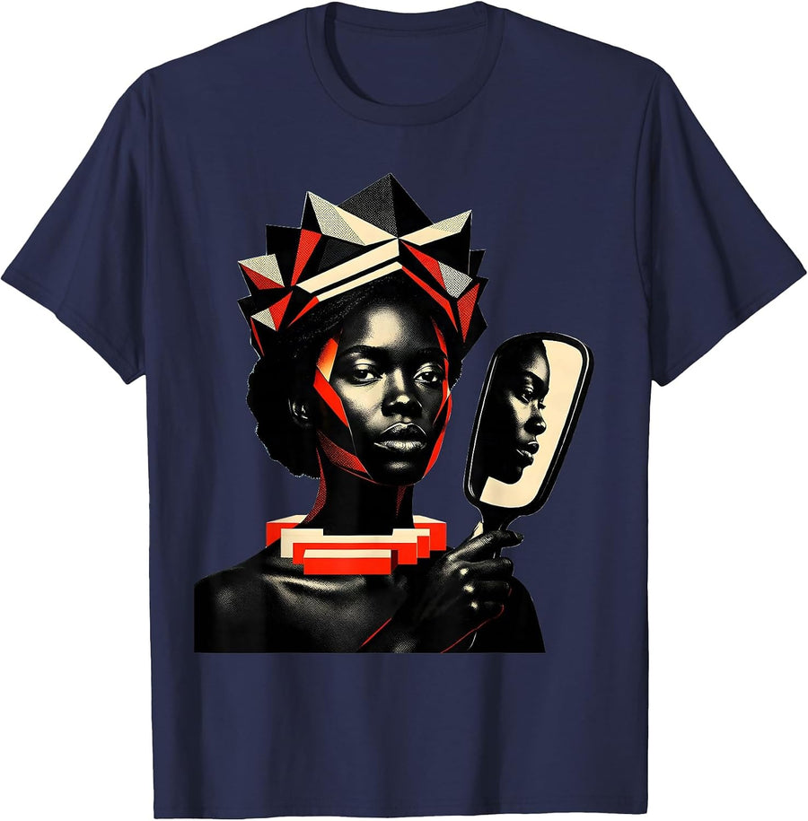 Black Woman Bust Pride Empowerment Juneteenth Gift T-Shirt - Navy Blue