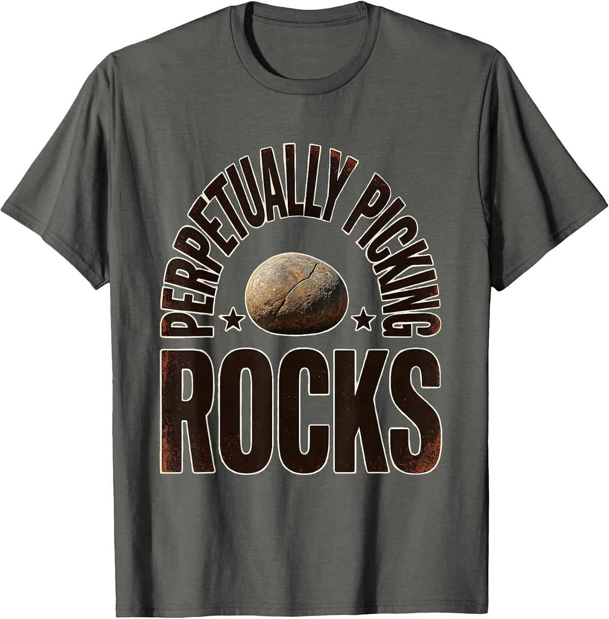 Perpetually Picking Rocks Vintage Rock Collector Geologist T-Shirt - Asphalt Grey