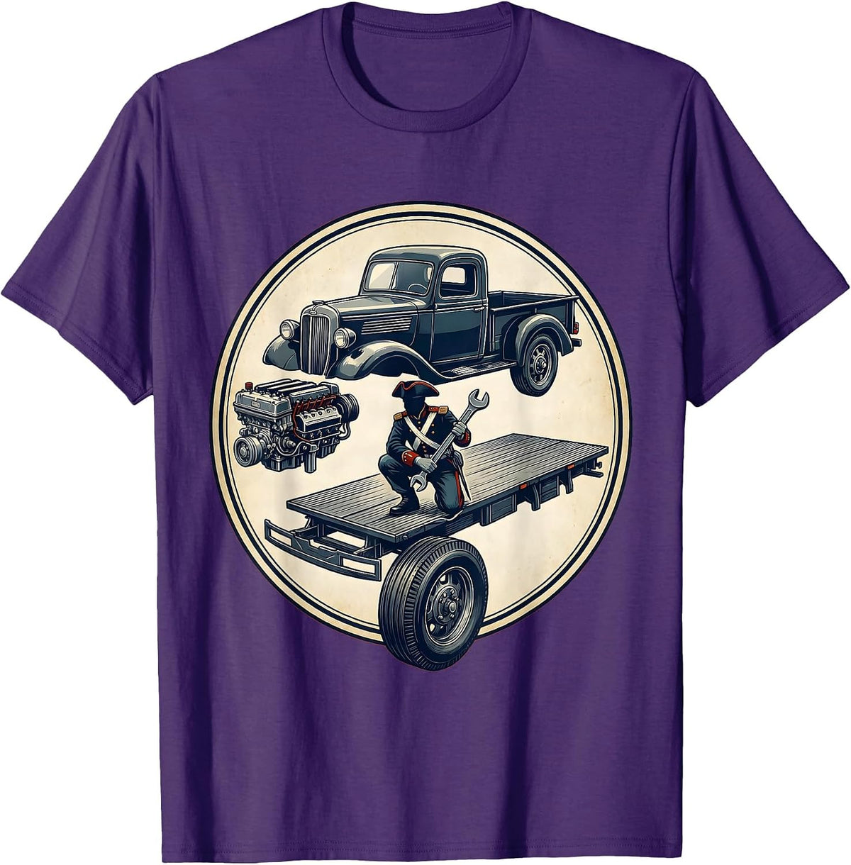 Valley Forge Automotive Revolutionary War Mechanic T-Shirt - Purple