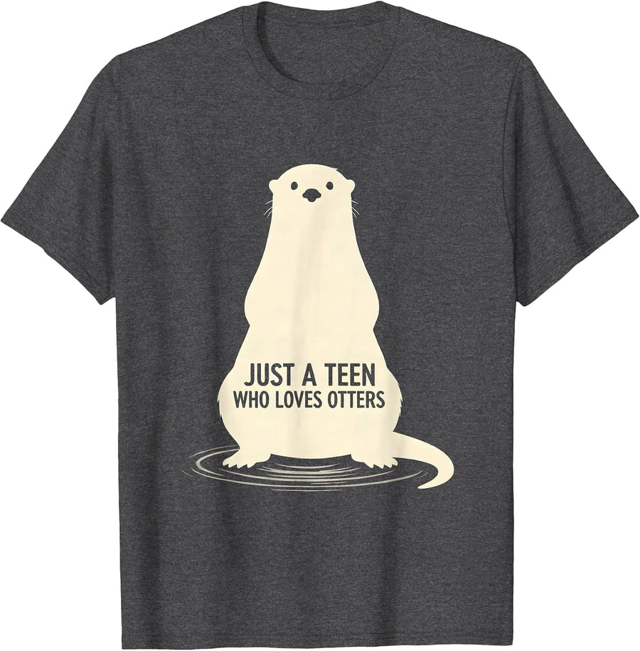 Men's Just A Teen Who Loves Otters Funny Otter Lover Gifts T-Shirt - Dark Heather Grey