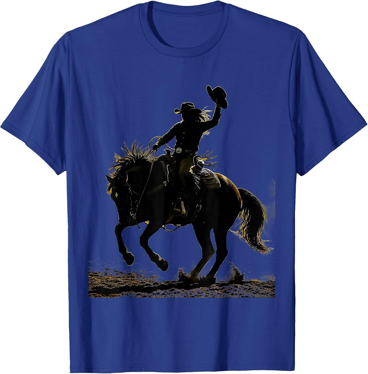 Barrel Racing Cowgirl Rodeo Graphic Tee T-Shirt - Royal Blue