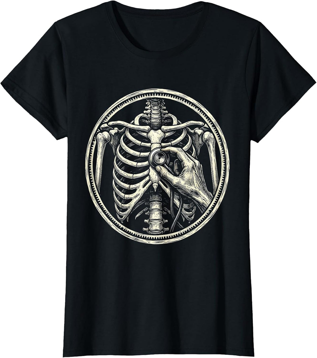 Women's Medical Assistant Stethoscope X-Ray Graphic T-Shirt - Black