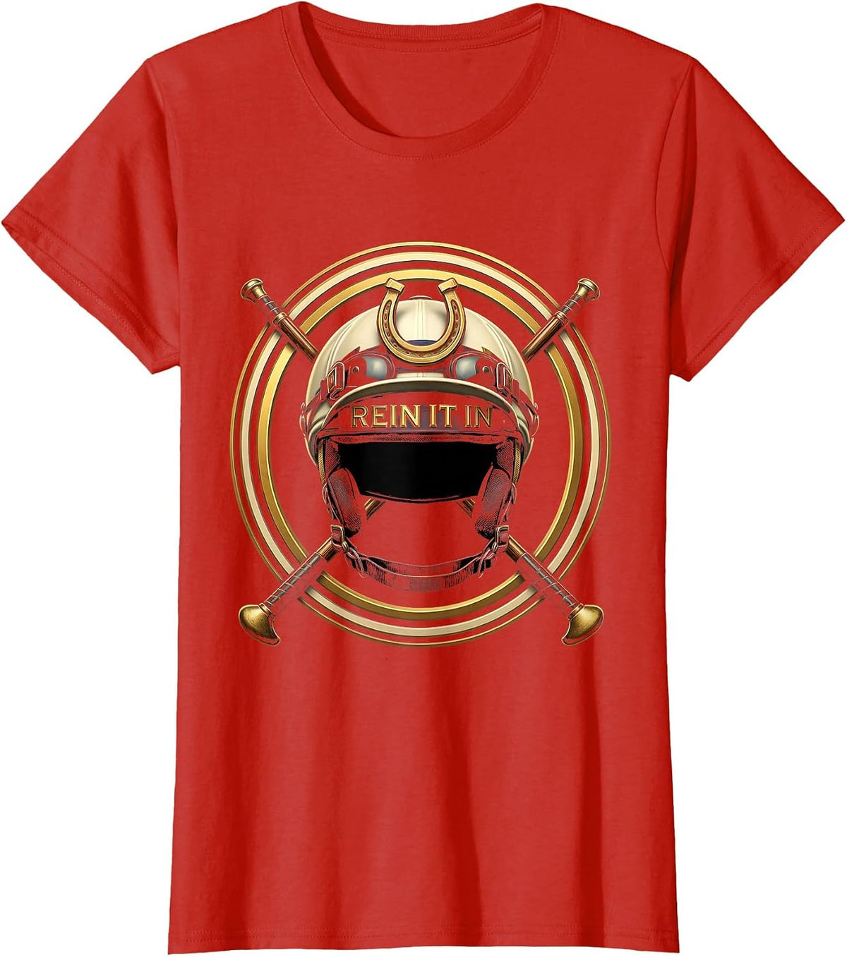 Rein It In Equestrian Horse Riding Design T-Shirt - Red