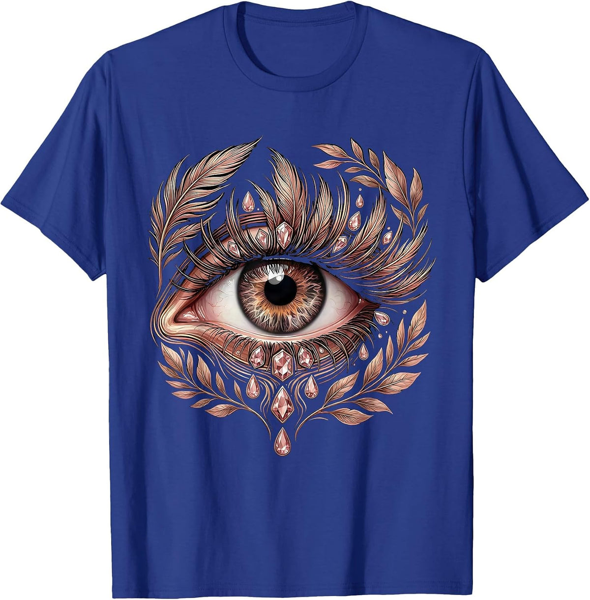 Glamorous Eye Gems Illustration Gigi Design T-Shirt - Royal Blue