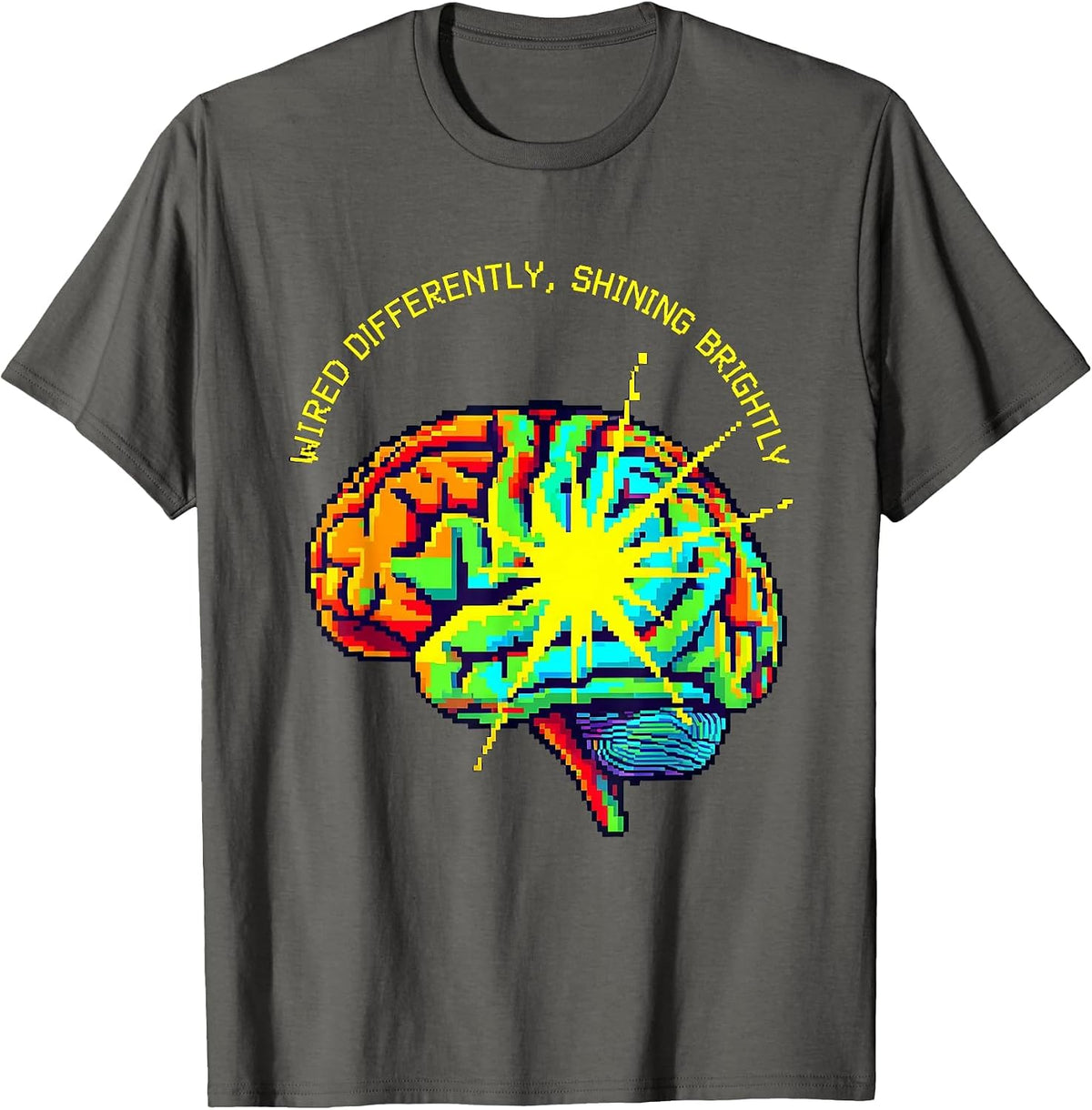 Wired Differently Shining Brightly Neurodiversity T-Shirt - Asphalt Grey