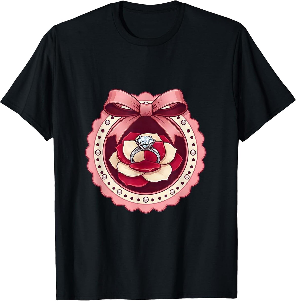 Men's Gigi Diamond Ring Rose Petal Graphic T-Shirt - Black