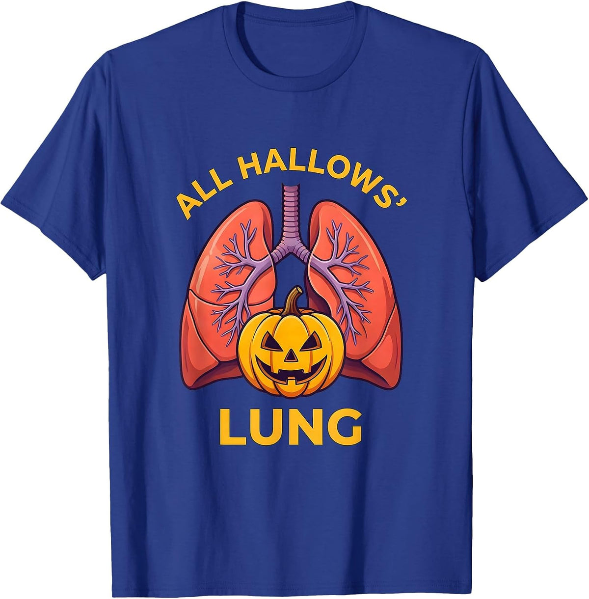 Men's All Hallows Lung Flat Vector Halloween Respiratory Therapist T-Shirt - Royal Blue