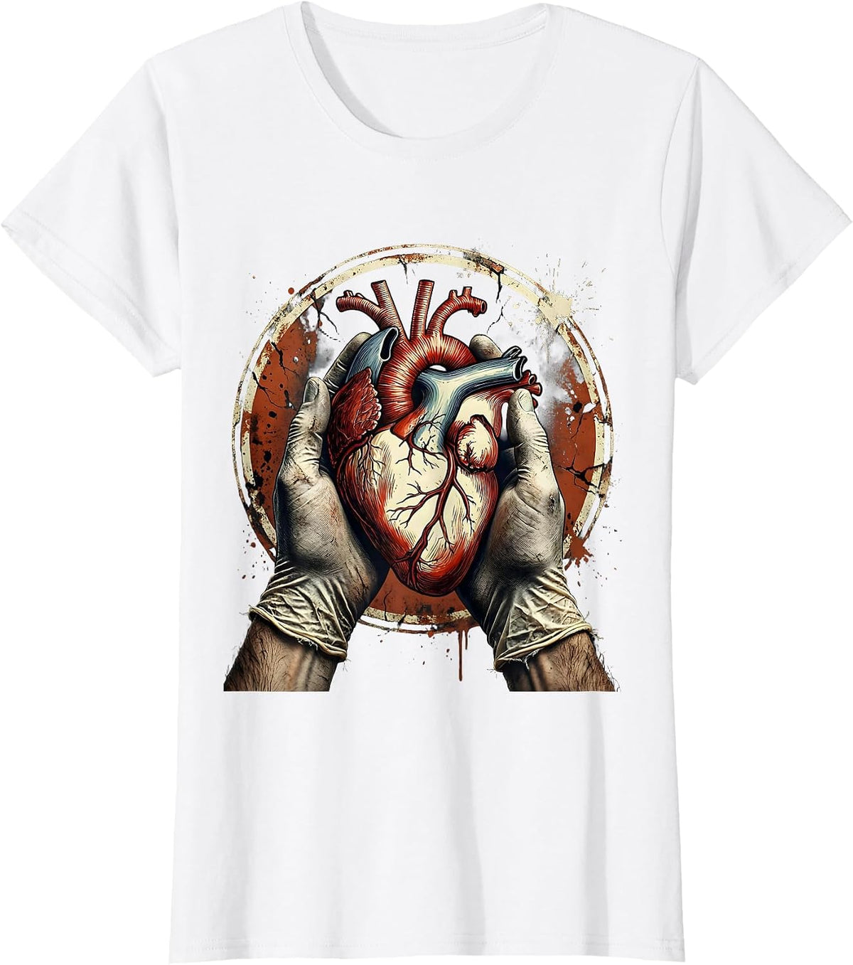 Nurse Surgical Gloves Beating Heart Illustration T-Shirt - White