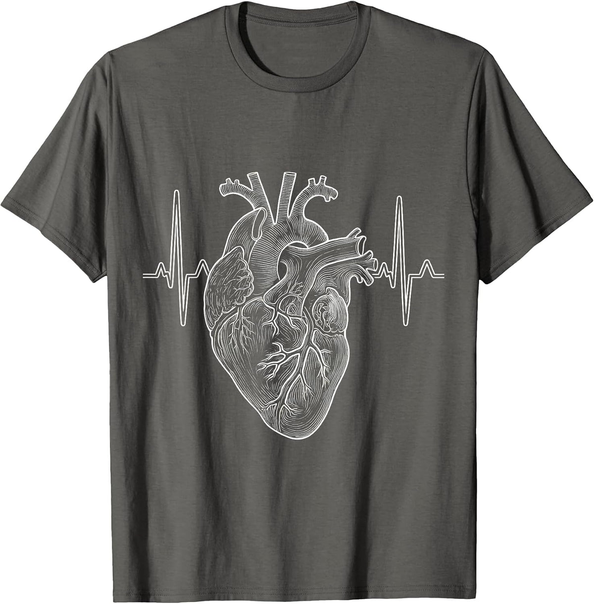 ICU Nurse Human Heart ECG Monitor Graphic T-Shirt - Asphalt Grey