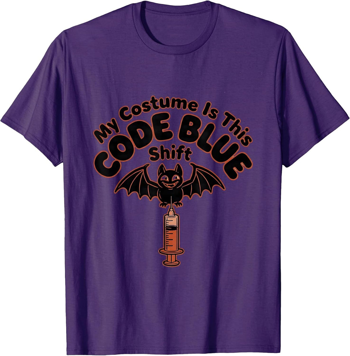 My Costume Is This Code Blue Shift Funny Halloween Nurse T-Shirt - Purple